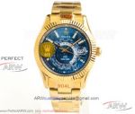 N9 Factory 904L Rolex Sky-Dweller World Timer 42mm Oyster 9001 Automatic Watch - Yellow Gold Case Blue Dial